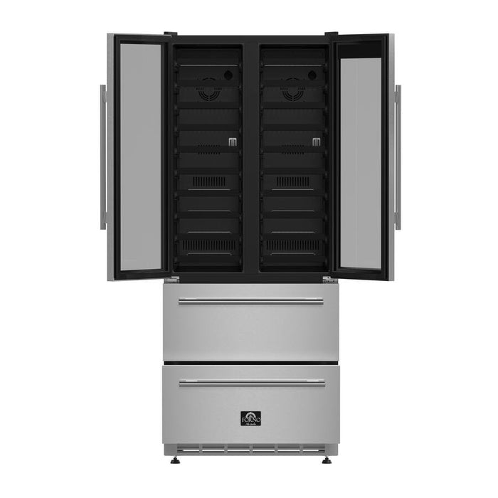 Forno Campania 32 in Triple Zone Wine Cooler 120-Bottle Stainless - FWCDR6635-32S