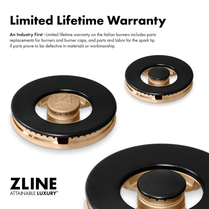 ZLINE Autograph Edition 48 in. 6.7 cu. ft. Paramount Gas Range with 8 Burner DuoPro™ Cooktop and Dual Ovens in Black Satin Stainless Steel and Polished Gold Accents (PSGRBSZ-48-G)