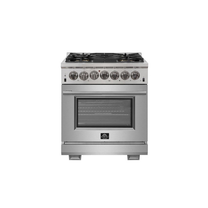 FORNO Fratta 30" Platinum Freestanding Dual Fuel Range - FFSGS6187-30