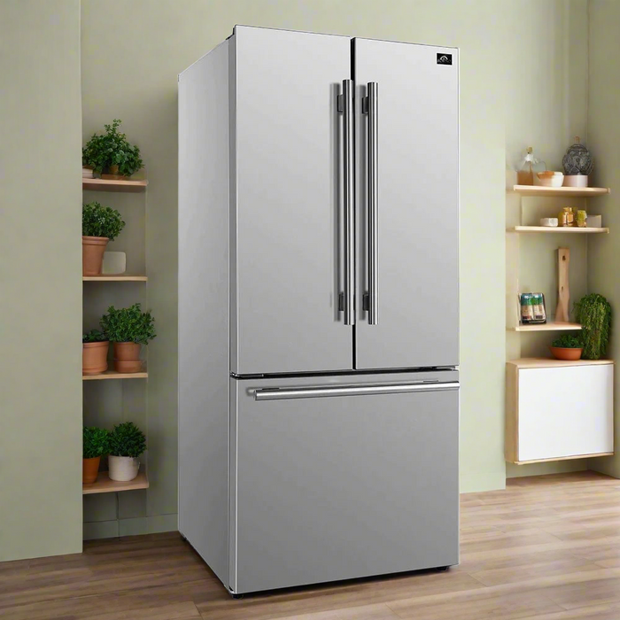 FORNO 31 Inch 17.5 cu ft French Door Refrigerator with Ice Maker in Stainless Steel - FFFFD1974-31SB