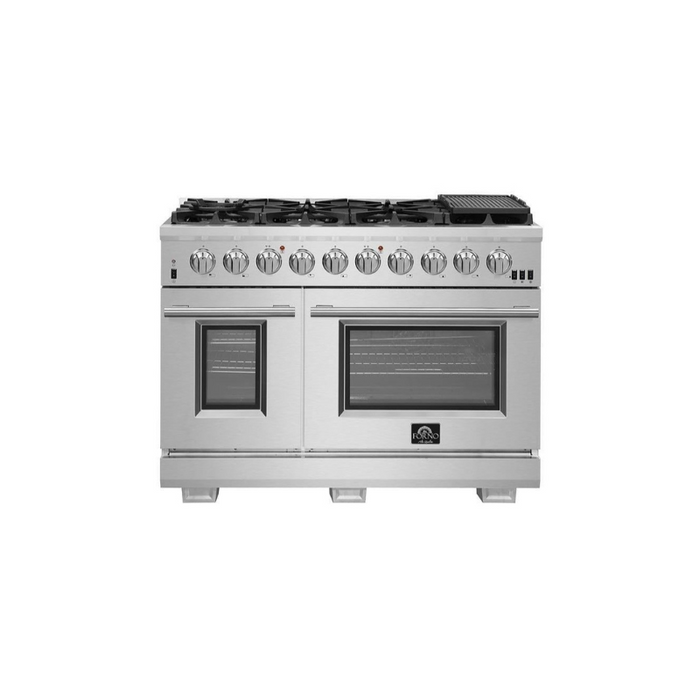 Forno 48" Capriasca Titanium Gas Range with 8 Burners, Griddle and 160,000 BTUs -FFSGS6260-48