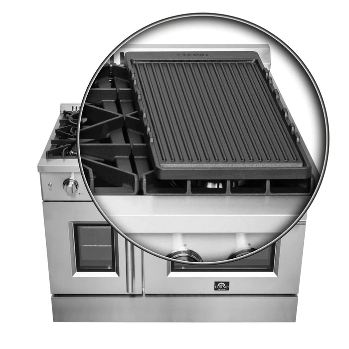 FORNO 48-Inch Capriasca Dual Fuel Range with 8 Gas Burners, 160,000 BTUs & French Door Electric Oven in Stainless Steel - FFSGS6387-48