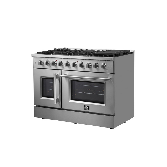 Forno 48-Inch Galiano Gas Range with 8 Gas Burners, 107,000 BTUs, & French Door Gas Oven in Stainless Steel (FFSGS6444-48)