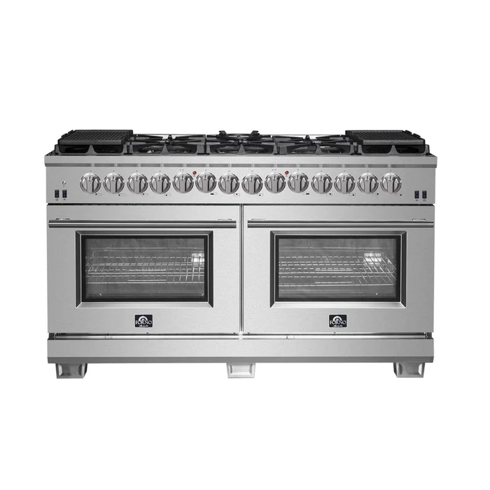 FORNO 60-Inch Capriasca Dual Fuel Range with 240v Electric Oven - 10 Sealed Burners and 200,000 BTUs - FFSGS6187-60