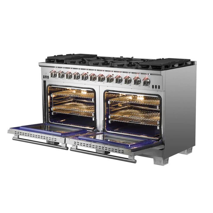 FORNO 60-Inch Capriasca Gas Range with 10 Burners and 200,000 BTUs - FFSGS6260-60