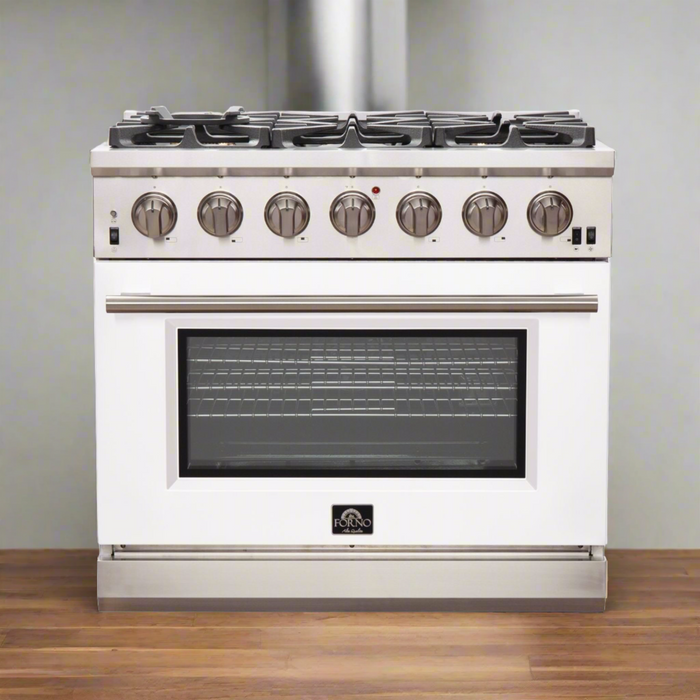 FORNO Capriasca - Titanium Professional 36" Freestanding Colored Door Gas Range FFSGS6260-36WHT