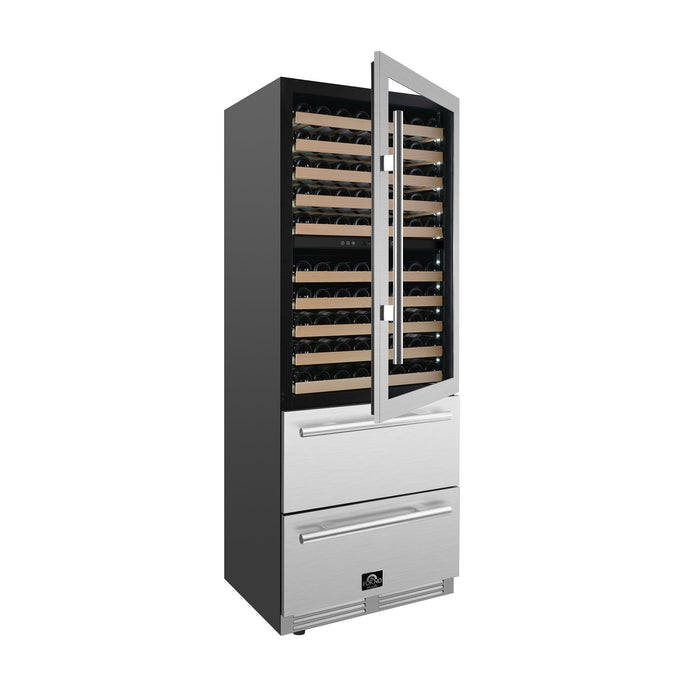 FORNO Celano 30" 21.3 cu.ft. 150 Bottle and 252 Can Dual Zone Wine Cooler, FWCDR6697-30S