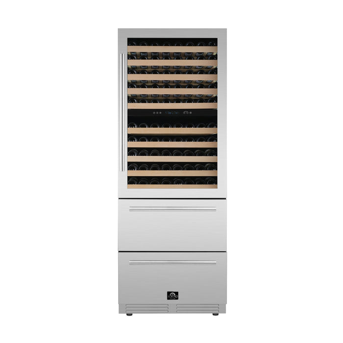 FORNO Celano 30" 21.3 cu.ft. 150 Bottle and 252 Can Dual Zone Wine Cooler, FWCDR6697-30S