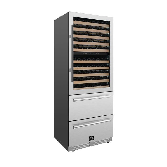 FORNO Celano 30" 21.3 cu.ft. 150 Bottle and 252 Can Dual Zone Wine Cooler, FWCDR6697-30S