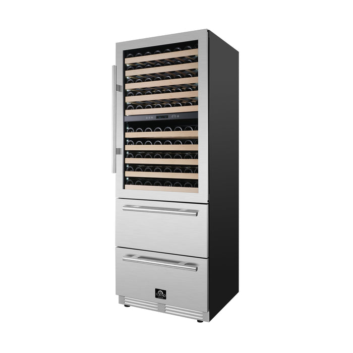 FORNO Celano 30" 21.3 cu.ft. 150 Bottle and 252 Can Dual Zone Wine Cooler, FWCDR6697-30S