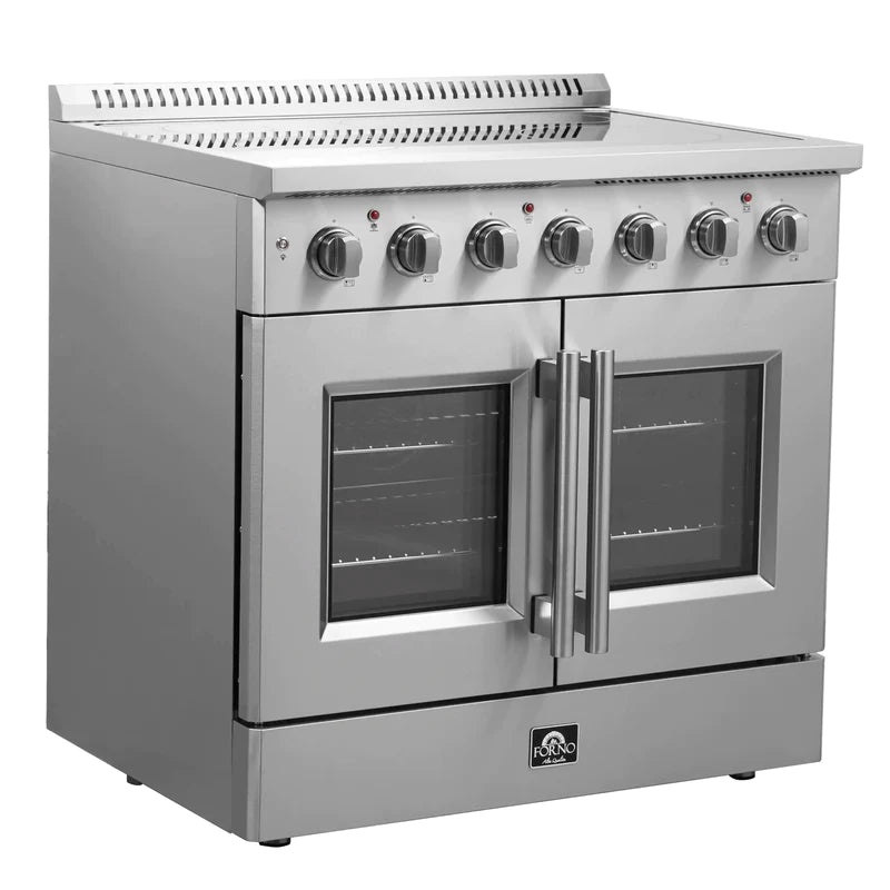 FORNO Galiano 36-Inch French Door Electric Range with Convection Oven in Stainless Steel - FFSEL6917-36