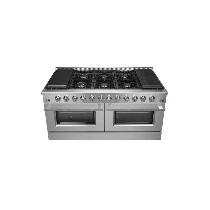 FORNO Maniago 60" Gold Freestanding Dual Fuel Range with 240v Electric Oven - 10 Burners in Stainless Steel - FFSGS6156-60