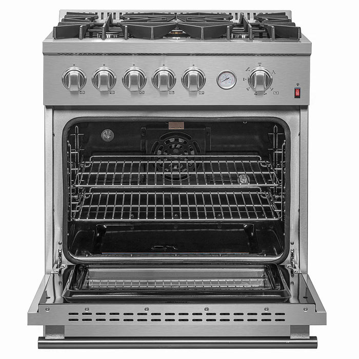 Forno Giovanni 30-inch Gas Range with 5 Gas Burners Convection Gas Oven with Temperature Gauge in Stainless Steel - FFSGS6274-30