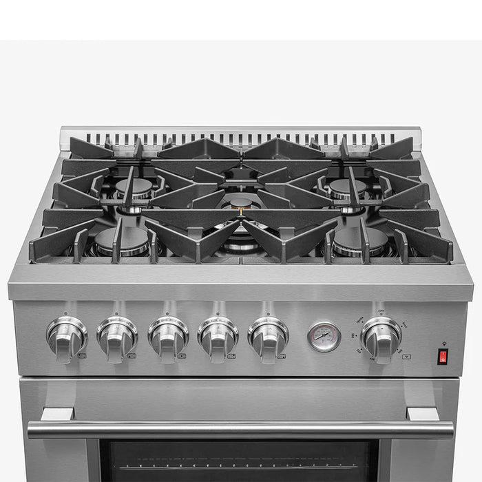 Forno Giovanni 30-inch Gas Range with 5 Gas Burners Convection Gas Oven with Temperature Gauge in Stainless Steel - FFSGS6274-30