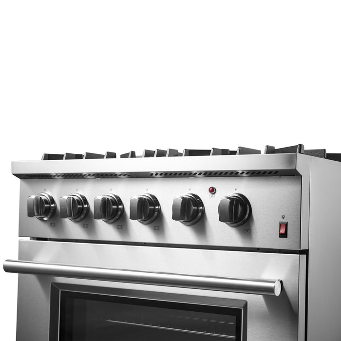 FORNO Marco 30" 4.32 cu. ft. Dual Fuel Range in Stainless Steel with 4 Sealed Burners, FFSGS6197-30