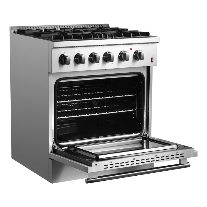 FORNO Marco 30" 4.32 cu. ft. Dual Fuel Range in Stainless Steel with 4 Sealed Burners, FFSGS6197-30