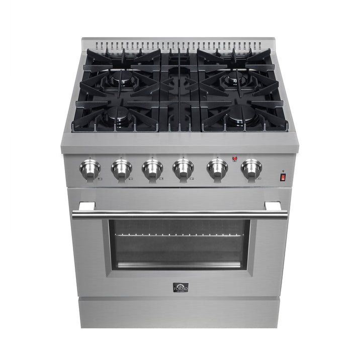 FORNO Marco 30" 4.32 cu. ft. Dual Fuel Range in Stainless Steel with 4 Sealed Burners, FFSGS6197-30