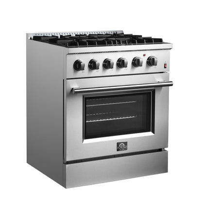 FORNO Marco 30" 4.32 cu. ft. Dual Fuel Range in Stainless Steel with 4 Sealed Burners, FFSGS6197-30