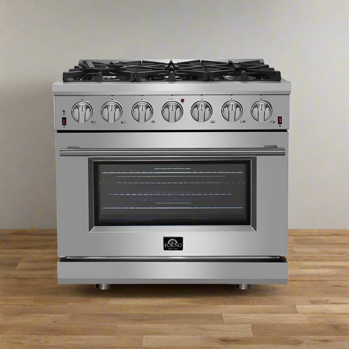 FORNO Massimo 36-Inch Freestanding Gas Range in Stainless Steel - FFSGS6239-36