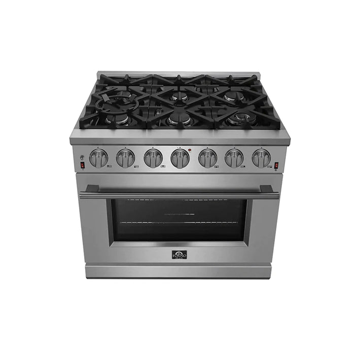 FORNO Massimo 36-Inch Freestanding Gas Range in Stainless Steel - FFSGS6239-36