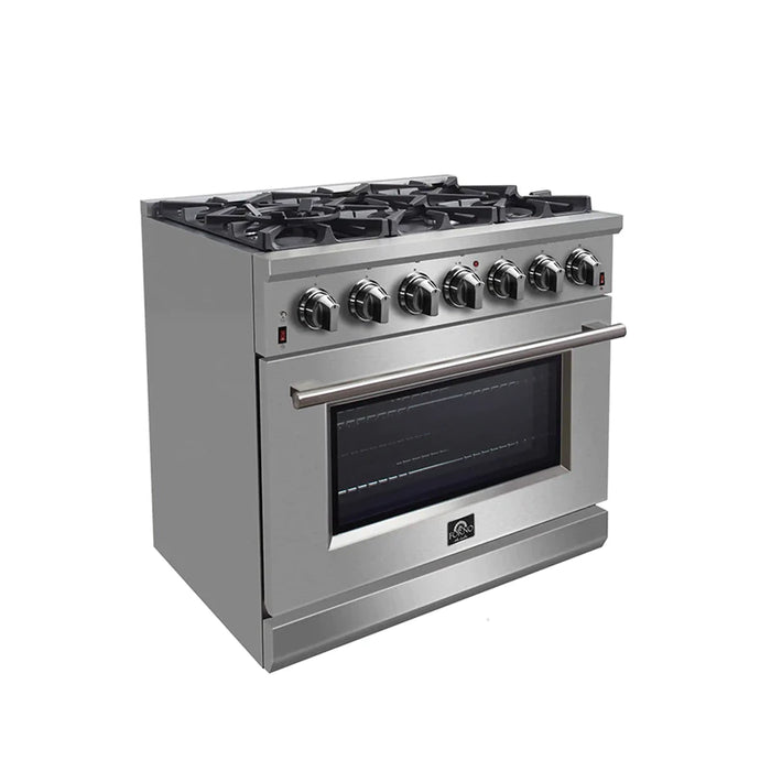 FORNO Massimo 36-Inch Freestanding Gas Range in Stainless Steel - FFSGS6239-36