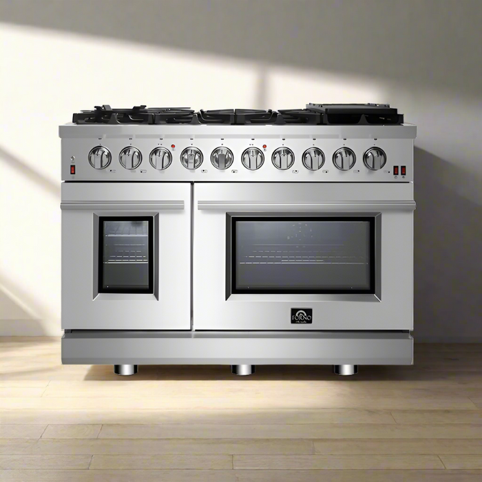 FORNO Massimo 48-Inch Freestanding Gas Range in Stainless Steel - FFSGS6239-48