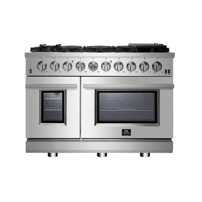 FORNO Massimo 48-Inch Freestanding Gas Range in Stainless Steel - FFSGS6239-48