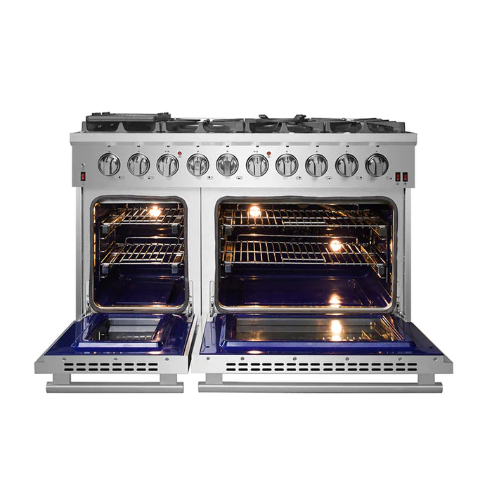 FORNO Massimo 48-Inch Freestanding Gas Range in Stainless Steel - FFSGS6239-48