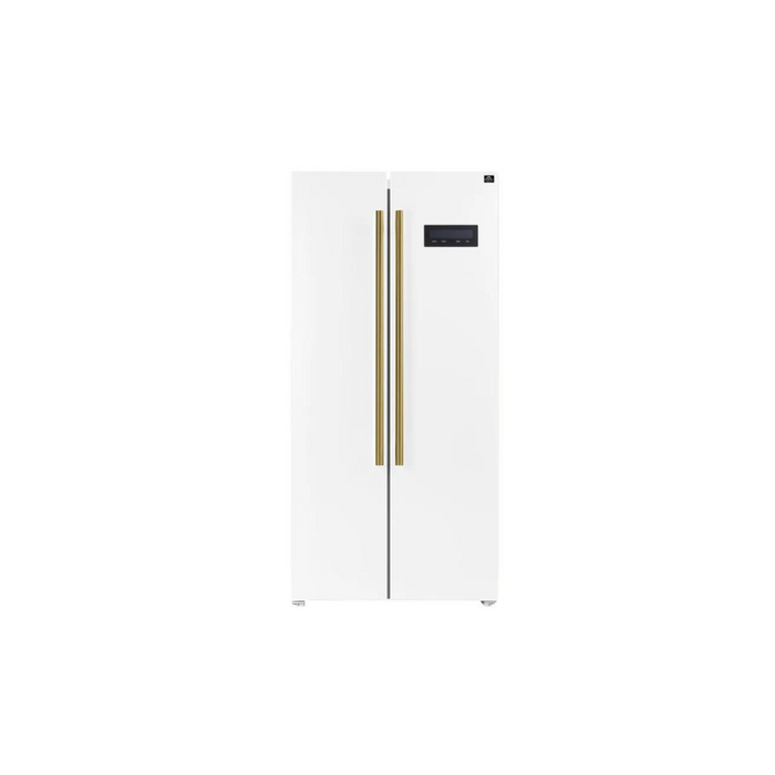 Forno Salerno Espresso 33-inch Side-by-Side 15.6 Cu.Ft. Refrigerator with Brass Handle - FFRBI1805-33BLK