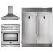 Forno 3-Piece Appliance Package - 30-Inch Gas Range, Pro-Style Refrigerator, and Wall Mount Hood in Stainless Steel