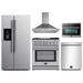 Forno 5-Piece Appliance Package - 30-Inch Dual Fuel Range with Air Fryer, Refrigerator with Water Dispenser, Wall Mount Hood, Microwave Oven, & 3-Rack Dishwasher in Stainless Steel