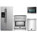 Forno 4-Piece Appliance Package - 30-Inch Gas Range, Refrigerator with Water Dispenser, Microwave Oven, & 3-Rack Dishwasher in Stainless Steel