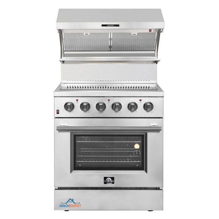 Forno 2-Piece Appliance Package - 30-Inch Electric Range and Wall Mount Range Hood with Backsplash in Stainless Steel