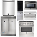 Forno Appliace Package - 36 Inch Dual Fuel Range, Wall Mount Range Hood, Refrigerator, Microwave Drawer, Dishwasher, AP-FFSGS6156-36-8