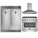 Forno 3-Piece Pro Appliance Package -36-Inch Gas Range, 56-Inch Pro-Style Refrigerator & Wall Mount Hood in Stainless Steel