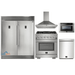 Forno 5-Piece Pro Appliance Package - 30-Inch Gas Range, 56-Inch Pro-Style Refrigerator, Wall Mount Hood, Microwave Drawer, & 3-Rack Dishwasher in Stainless Steel