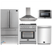 Forno 5-Piece Appliance Package - 30-Inch Gas Range with Air Fryer, Refrigerator, Wall Mount Hood, Microwave Drawer, & 3-Rack Dishwasher in Stainless Steel