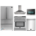 Forno 5-Piece Appliance Package - 30-Inch Dual Fuel Range with Air Fryer, Refrigerator, Wall Mount Hood, Microwave Oven, & 3-Rack Dishwasher in Stainless Steel