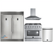 Forno 4-Piece Appliance Package - 36-Inch Gas Range, 56-Inch Pro-Style Refrigerator, Wall Mount Hood, & 3-Rack Dishwasher in Stainless Steel