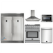 Forno 5-Piece Appliance Package - 30-Inch Dual Fuel Range with Air Fryer, 56-Inch Pro-Style Refrigerator, Wall Mount Hood, Microwave Drawer, & 3-Rack Dishwasher in Stainless Steel