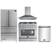 Forno 4-Piece Appliance Package - 36-Inch Gas Range, Refrigerator, Wall Mount Hood, & 3-Rack Dishwasher in Stainless Steel