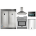 Forno 5-Piece Appliance Package - 30-Inch Dual Fuel Range with Air Fryer, 56-Inch Pro-Style Refrigerator, Wall Mount Hood, Microwave Oven, & 3-Rack Dishwasher in Stainless Steel