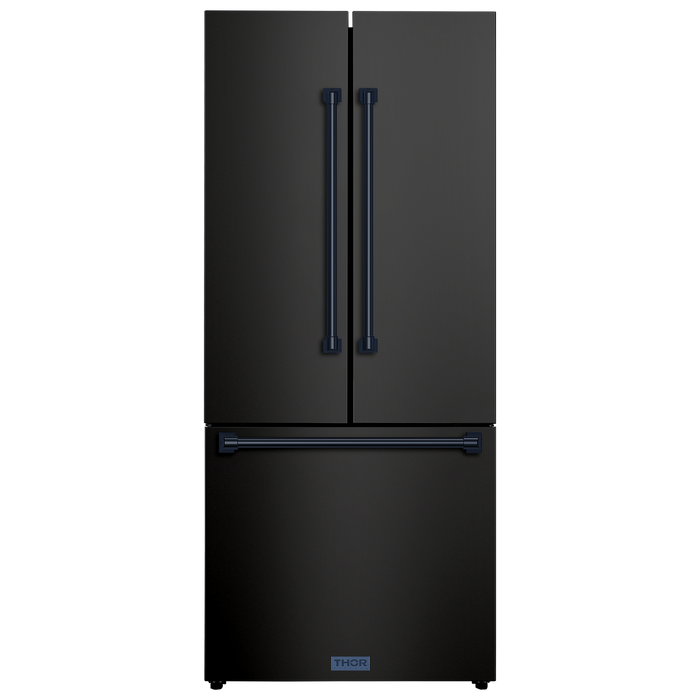 Gordon Ramsay by THOR Kitchen 30" 17.5 cu. ft. French Door Counter Depth Refrigerator with Ice Maker in Matte Black with Stainless Steel Accents, RF3017FFD00 - RF3017FFD99