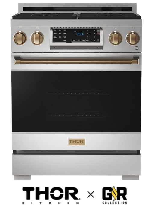 Gordon Ramsay by THOR Kitchen 30" 4.55 cu. ft. Professional Natural Gas Range with Tilt Panel Touch Control and Self-Clean in Stainless Steel, RSG30