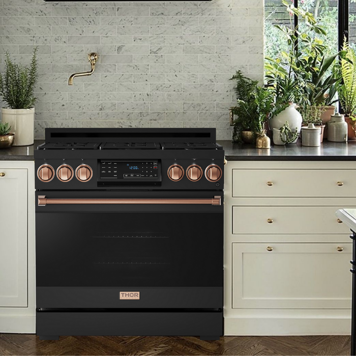 Gordon Ramsay by THOR Kitchen 36" 6.0 cu. ft. Professional Natural Gas Range with Tilt Panel Touch Control, Self-Clean and Air Fry in Stainless Steel, RSG36