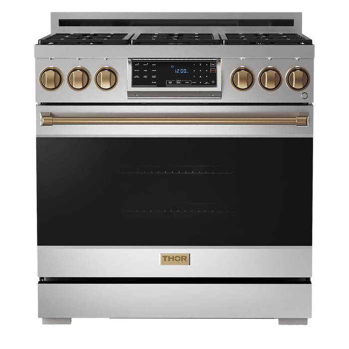 Gordon Ramsay by THOR Kitchen 36" 6.0 cu. ft. Professional Natural Gas Range with Tilt Panel Touch Control, Self-Clean and Air Fry in Stainless Steel, RSG36