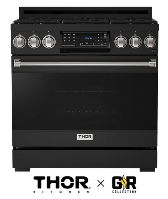 Gordon Ramsay by THOR Kitchen 36" 6.0 cu. ft. Professional Natural Gas Range with Tilt Panel Touch Control, Self-Clean and Air Fry in Stainless Steel, RSG36