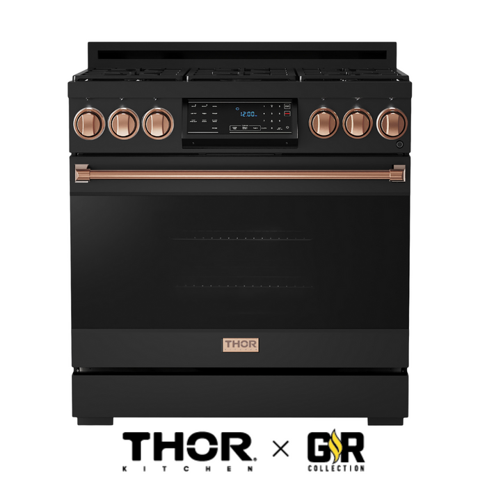 Gordon Ramsay by THOR Kitchen 36" 6.0 cu. ft. Professional Natural Gas Range with Tilt Panel Touch Control, Self-Clean and Air Fry in Stainless Steel, RSG36