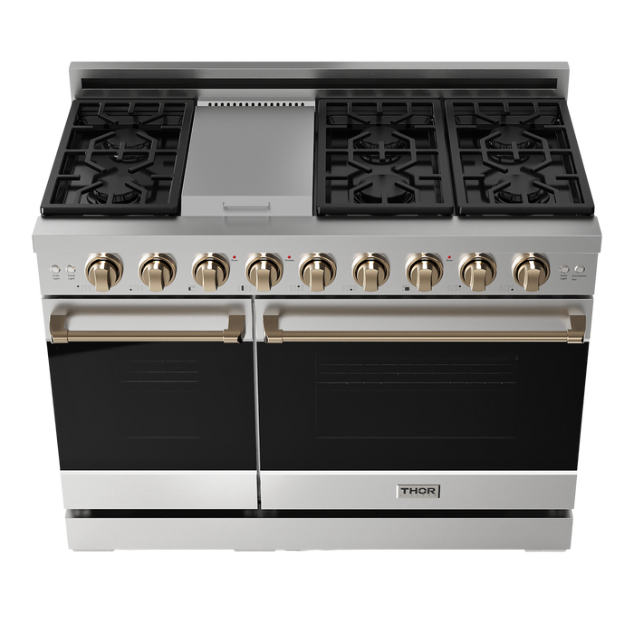 Gordon Ramsay by THOR Kitchen 48" 6.8 cu. ft. Professional Natural Gas Range in Stainless Steel, RSG48E