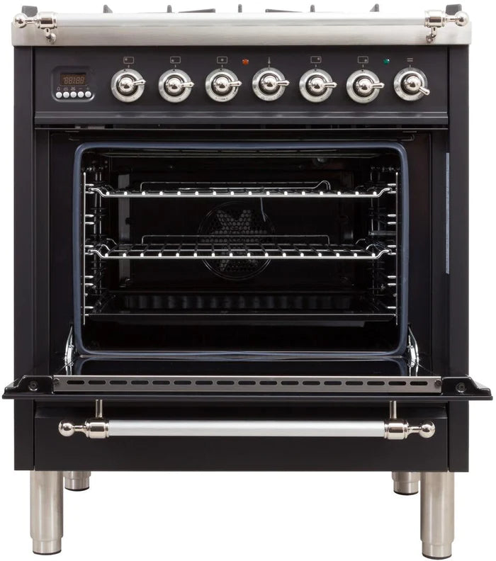 ILVE 30-Inch Nostalgie Series Freestanding Single Oven Dual Fuel Range with 5 Sealed Burners - UPN76DMPRALY